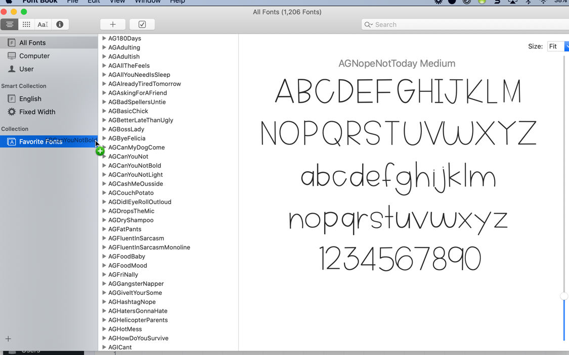 Organize your fonts into your newly created collection by dragging and dropping them over the name