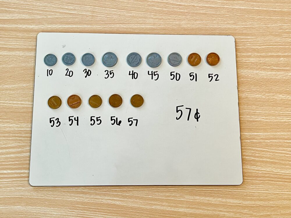 coins lined up in value order