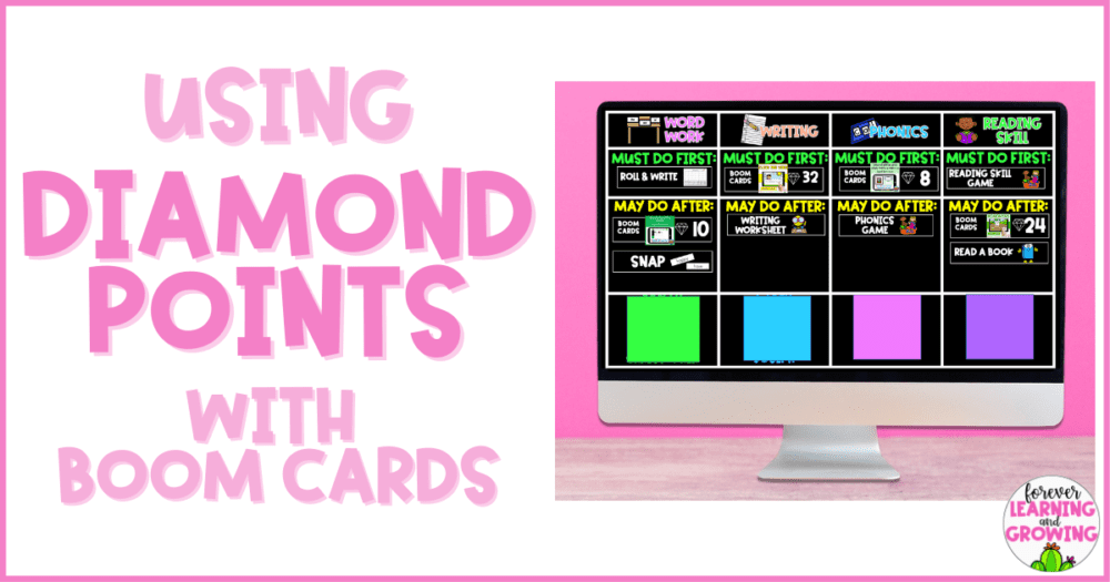 center display with diamond point goals for boom cards