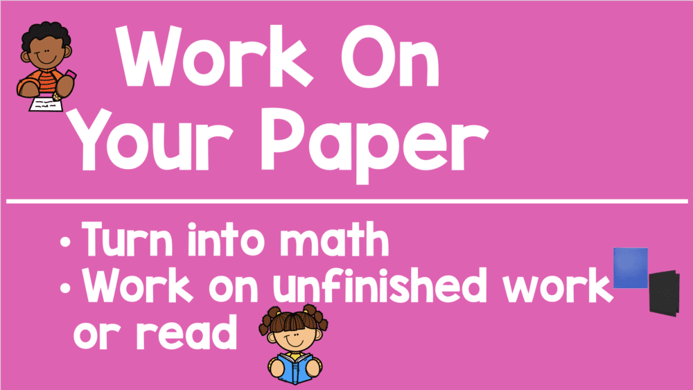 slide telling students to work on their paper