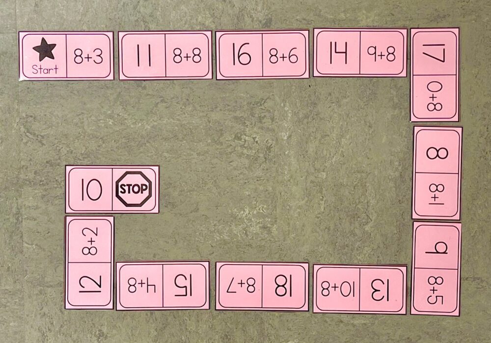 fact fluency dominoes lined up