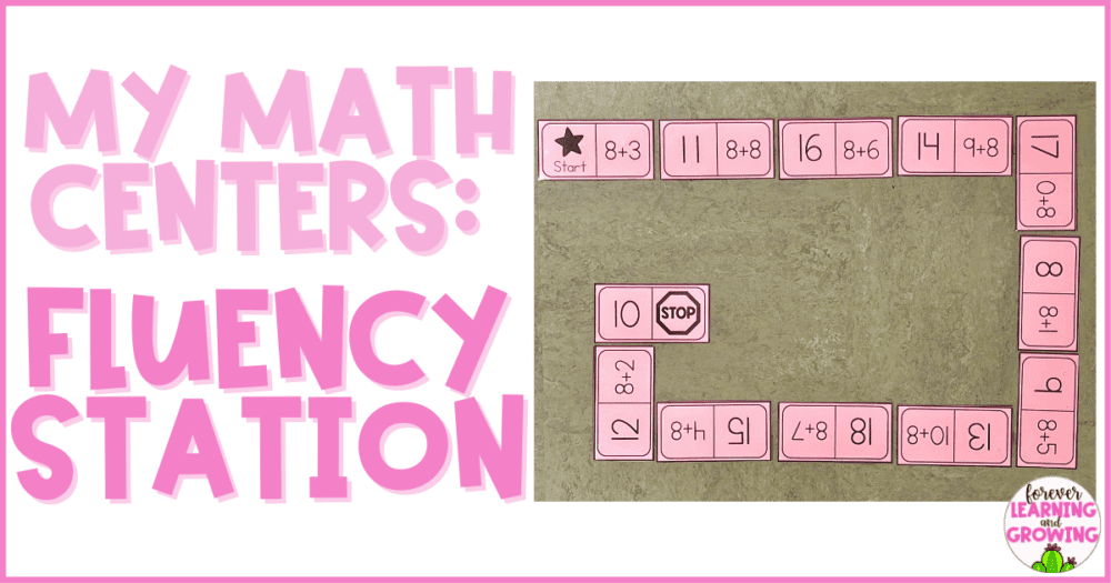 fact fluency dominoes laid out for fluency station