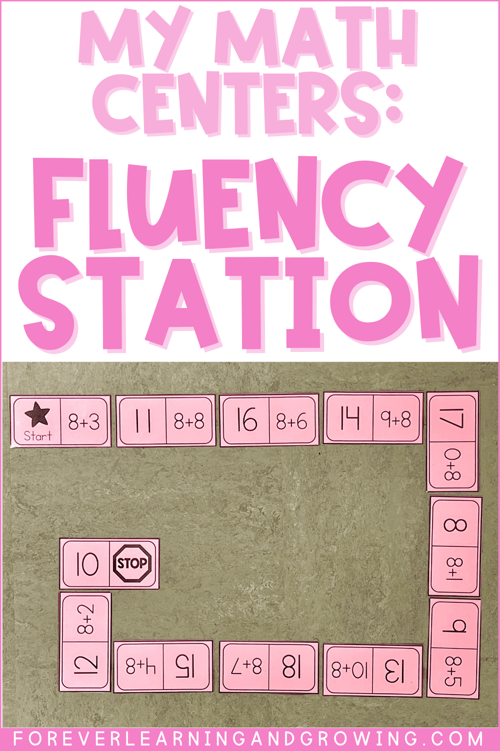 fact fluency dominoes laid out for fluency station