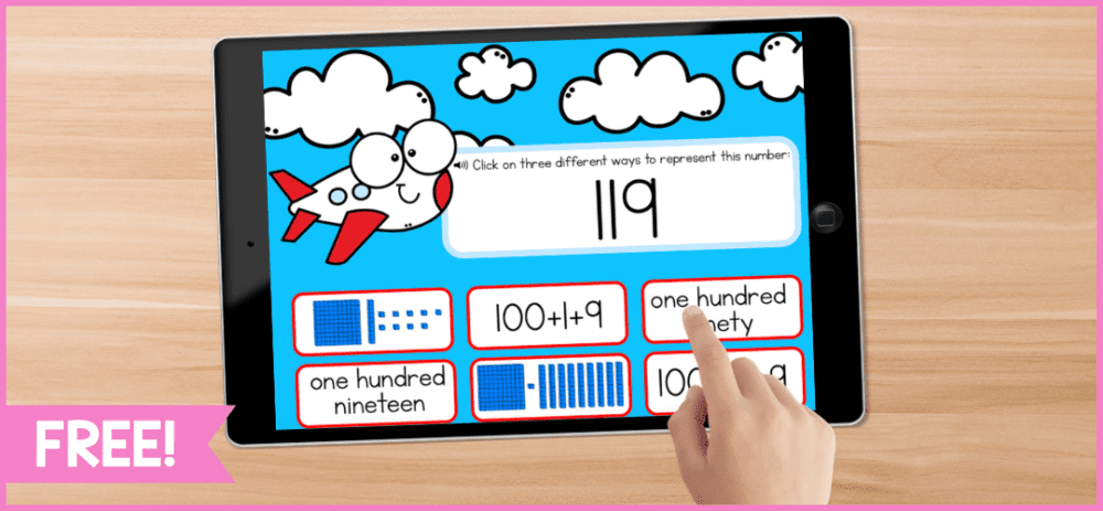 iPad showing place value to 120 boom cards