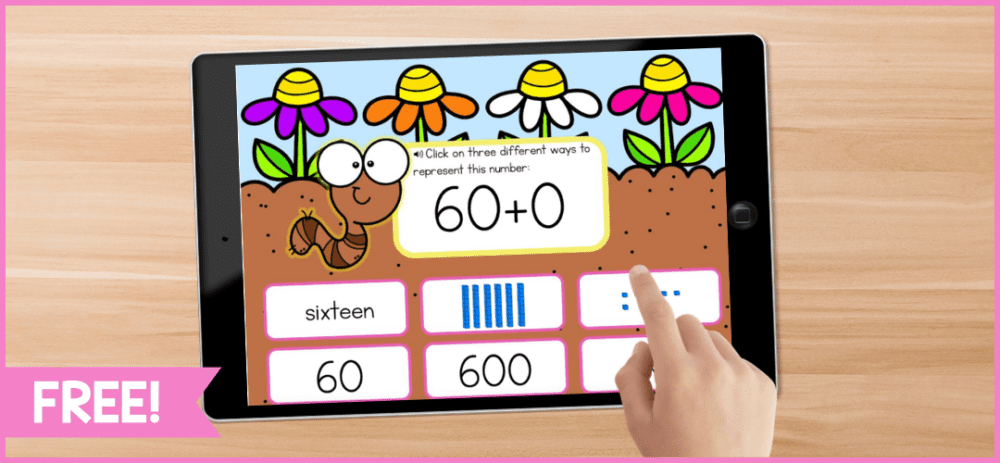 iPad showing place value to 99 boom cards