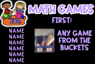 close up of math games section of math centers powerpoint