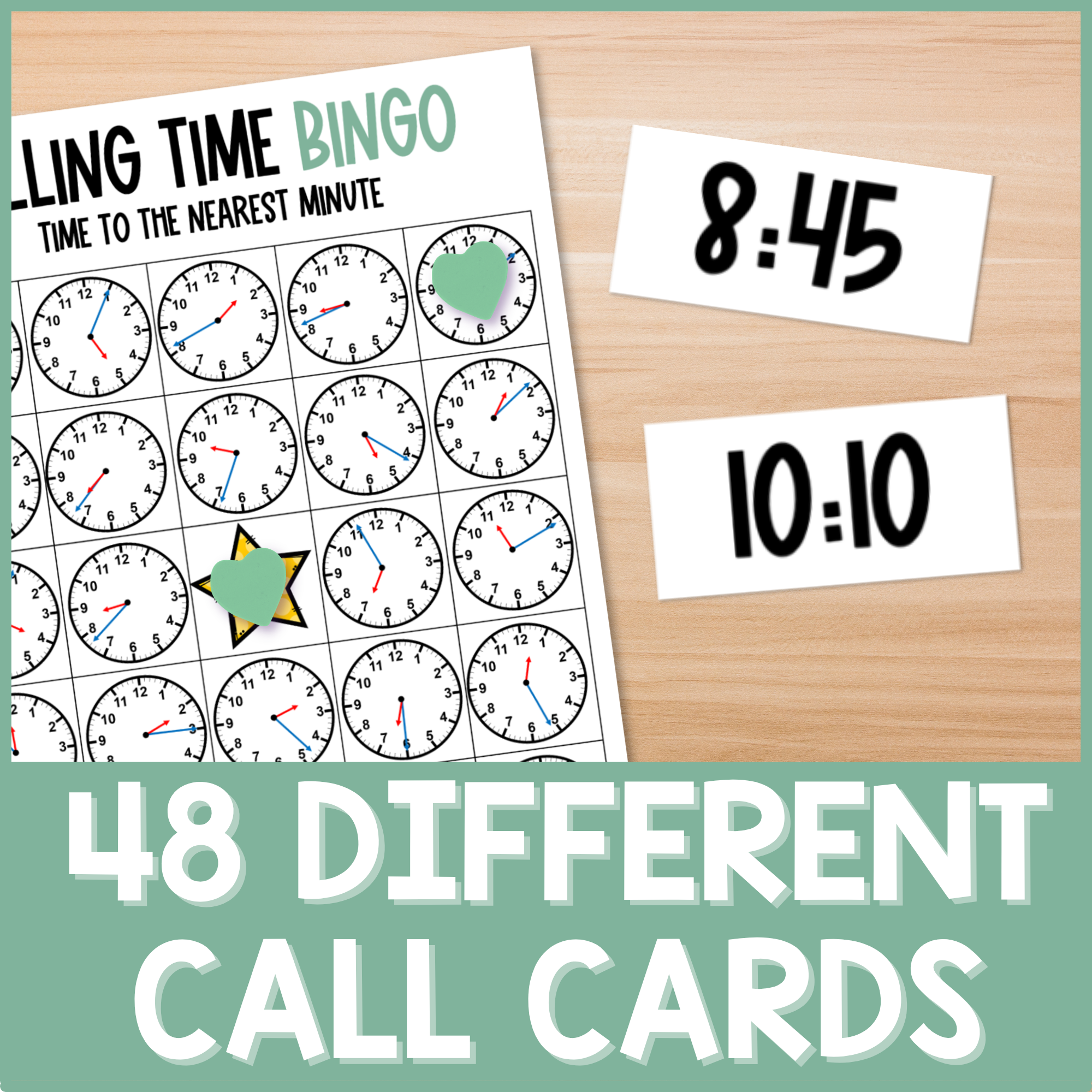 Telling Time to the Nearest Minute Bingo Game - Forever Learning and ...